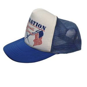 Operation Desert Storm Vintage Trucker Hat Snapback Cap Mesh Red White Blue USA